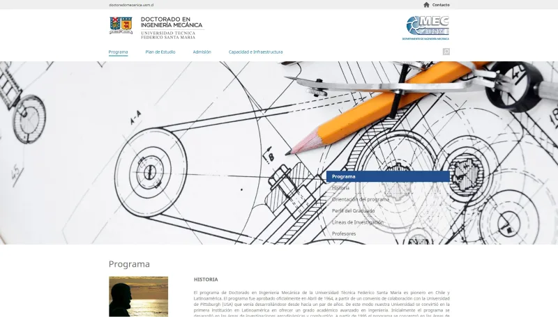 Pantalla 1 de Doctorado en Ingeniería Mecánica USM