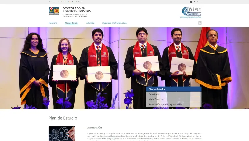 Pantalla 3 de Doctorado en Ingeniería Mecánica USM