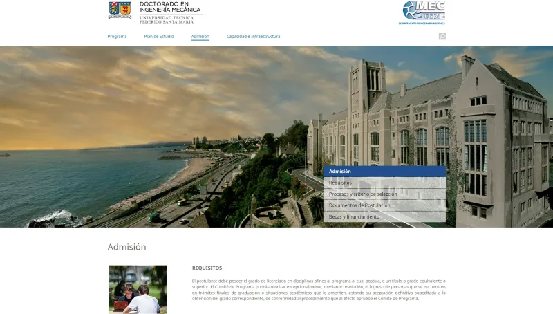 Pantalla 5 de Doctorado en Ingeniería Mecánica USM