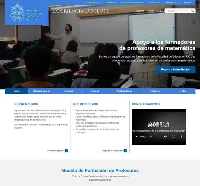 Pantalla 1 de Experiencia Docente UC