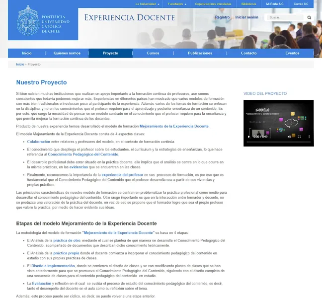 Pantalla 3 de Experiencia Docente UC