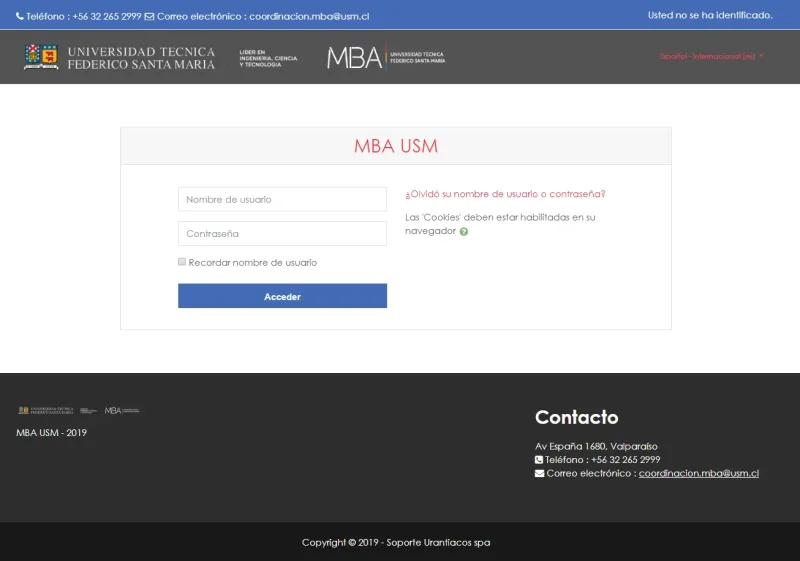 Proyecto Moodle MBA USM desarrollado por Urantiacos