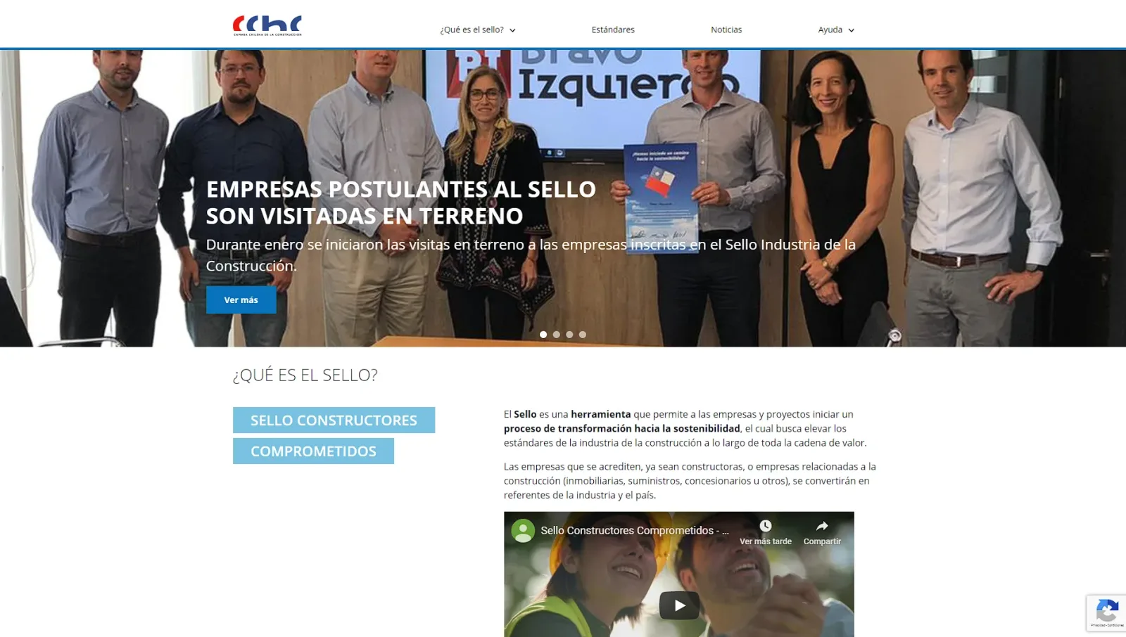 Pantalla principal de Sello Constructores Comprometidos CChC