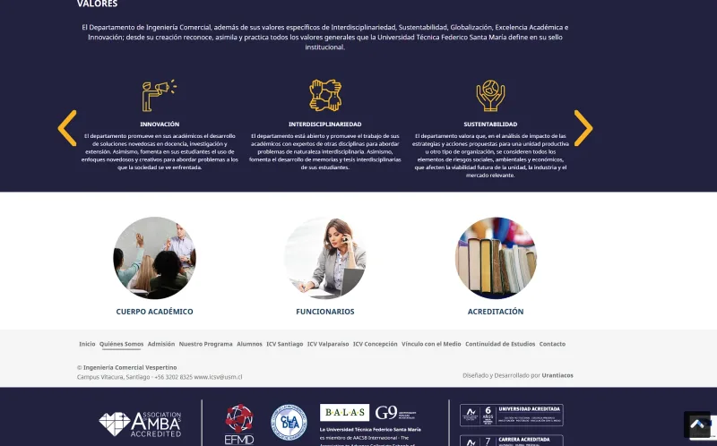Pantalla 3 de Ingeniería Comercial Vespertina USM