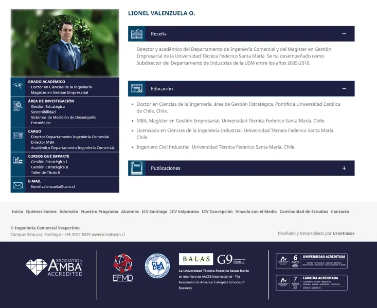 Pantalla 5 de Ingeniería Comercial Vespertina USM