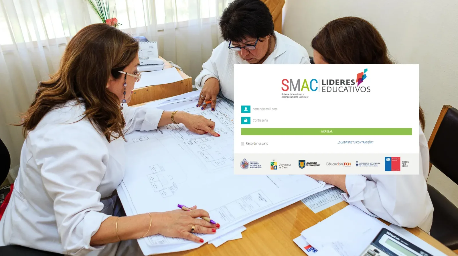 Pantalla principal de Sistema Acompañamiento y Monitoreo Curricular