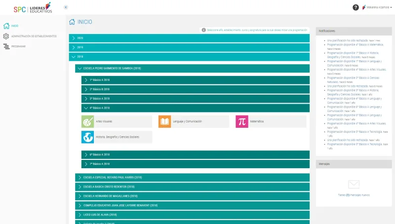 Pantalla 2 de Sistema Programación Curricular