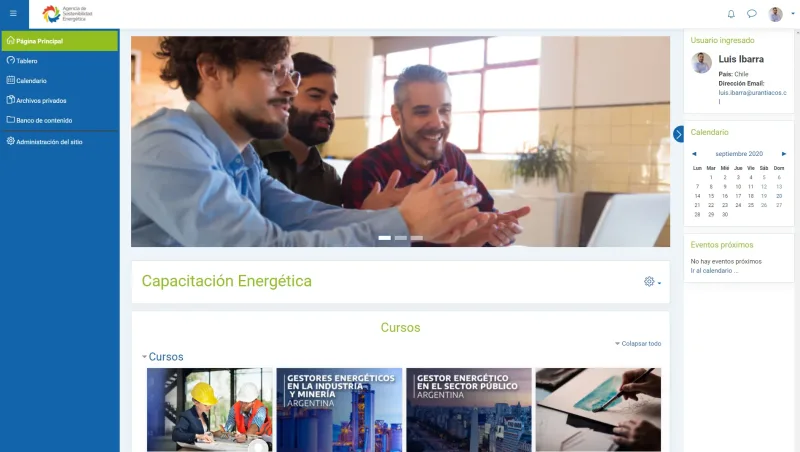 Pantalla 2 de Moodle Capacitación Energética