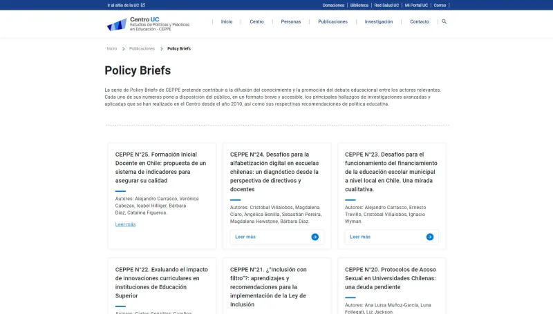 Pantalla 6 de Actualización web CEPPE UC