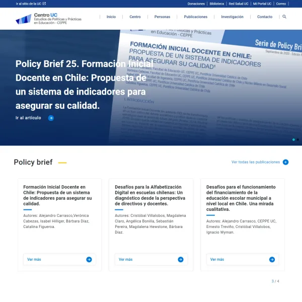 Proyecto Actualización web CEPPE UC desarrollado por Urantiacos