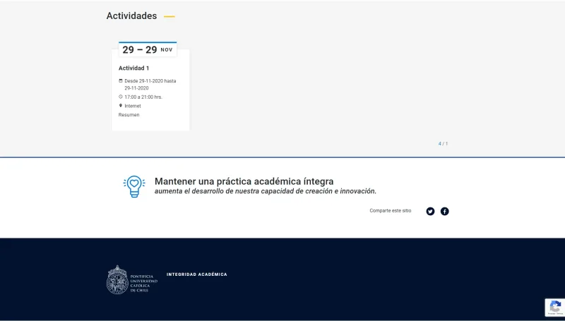 Pantalla 2 de Integridad Académica UC
