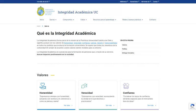 Pantalla 3 de Integridad Académica UC