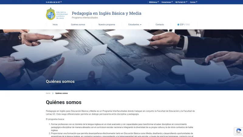 Pantalla 6 de Pedagogía en Inglés para Educación Básica y Media UC