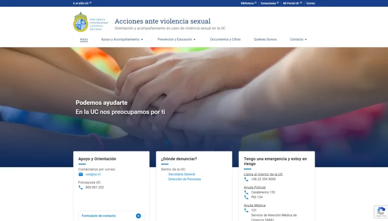Pantalla 1 de Acciones ante violencia sexual