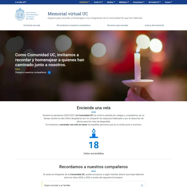 Proyecto Memorial virtual UC desarrollado por Urantiacos