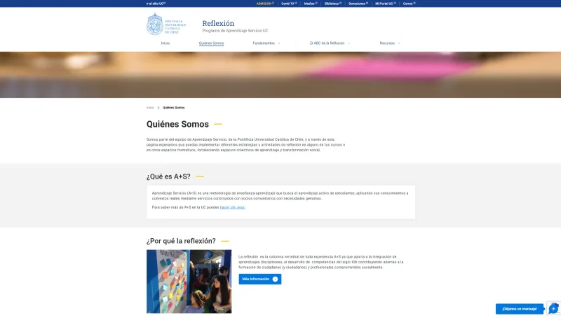 Pantalla 2 de Programa de Aprendizaje Servicio UC