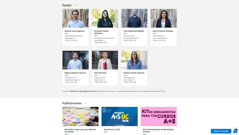 Pantalla 3 de Programa de Aprendizaje Servicio UC