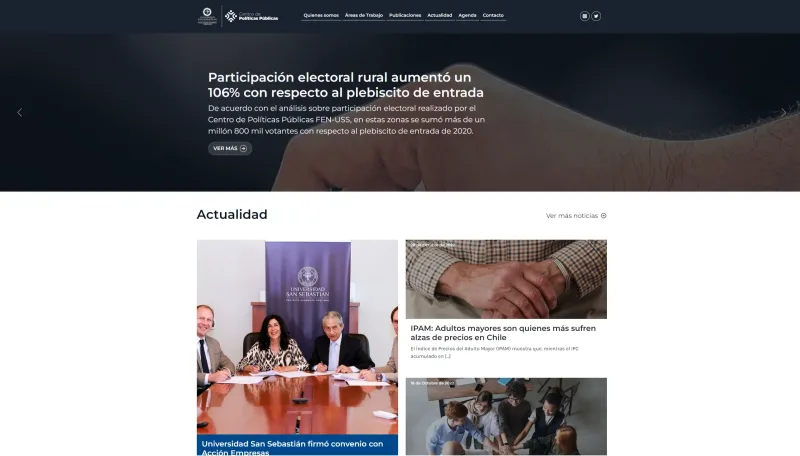 Pantalla 1 de Centro Políticas Públicas USS