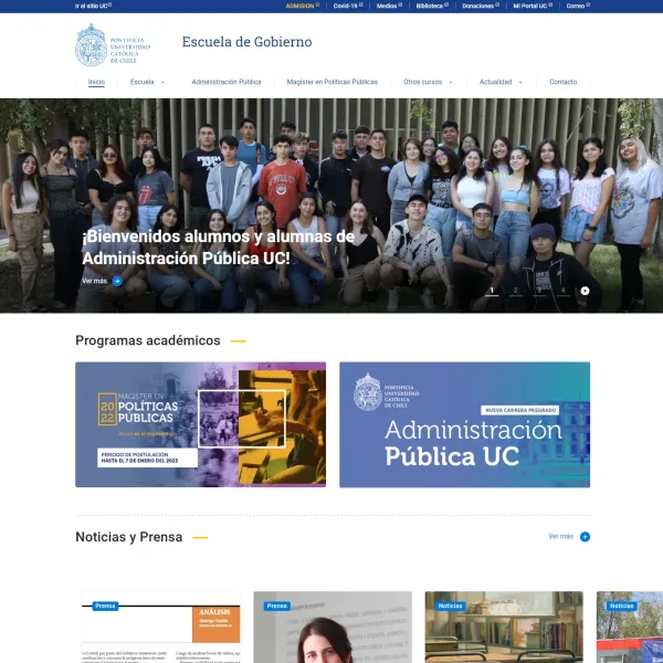 Proyecto Escuela de Gobierno UC desarrollado por Urantiacos