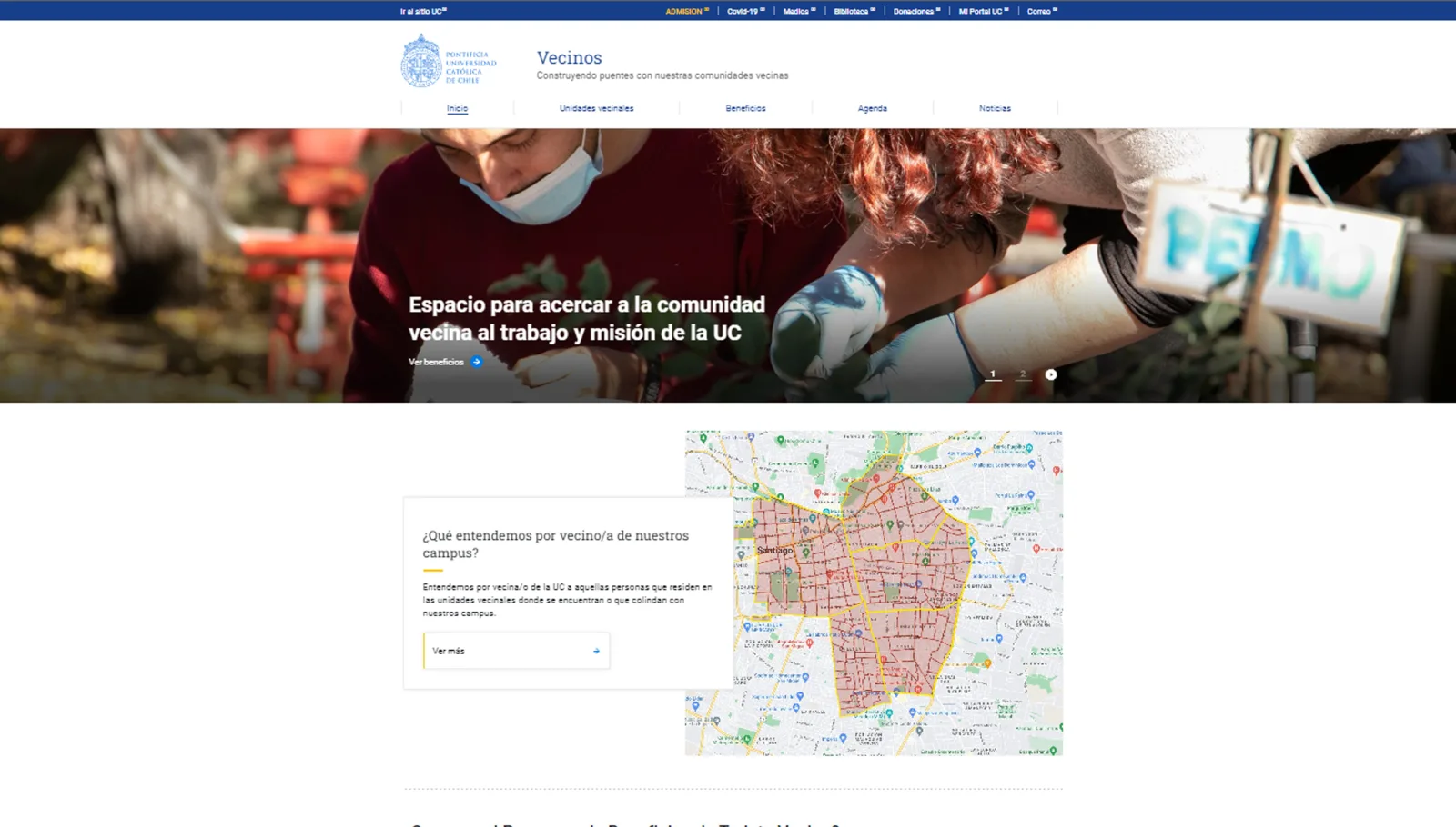 Pantalla principal de Vecinos UC