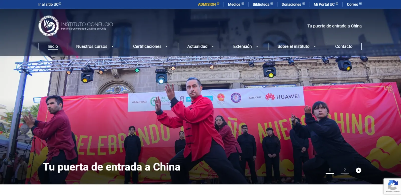 Pantalla principal de Instituto Confucio