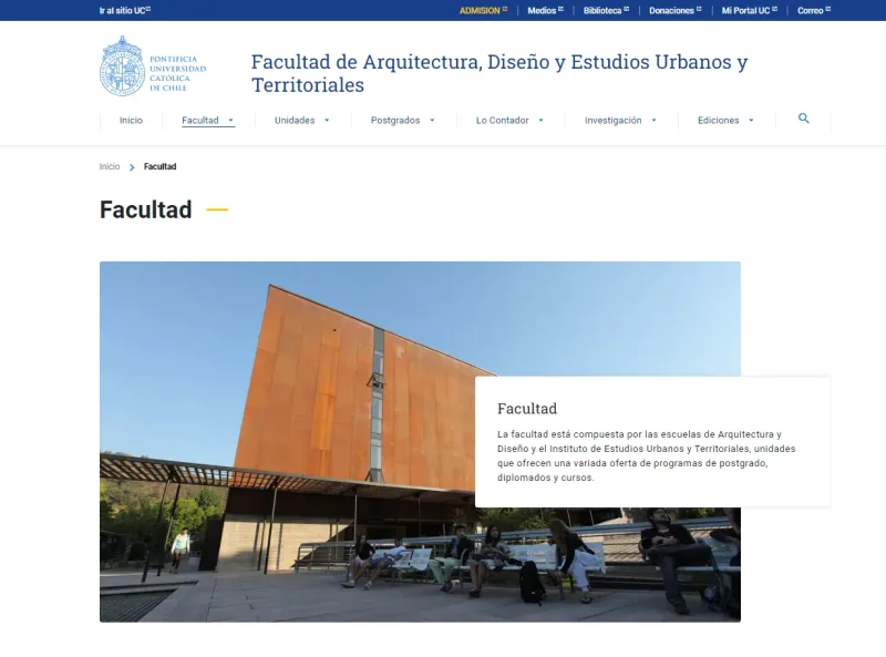 Pantalla 2 de Facultad de Arquitectura, Diseño y Estudios Urbanos y Territoriales