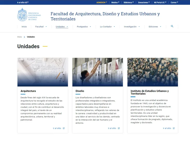 Pantalla 3 de Facultad de Arquitectura, Diseño y Estudios Urbanos y Territoriales