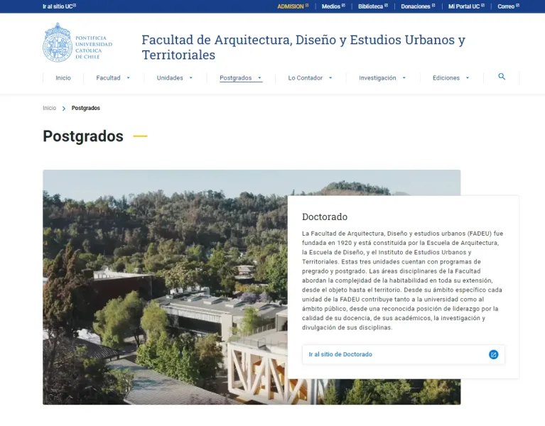 Pantalla 4 de Facultad de Arquitectura, Diseño y Estudios Urbanos y Territoriales