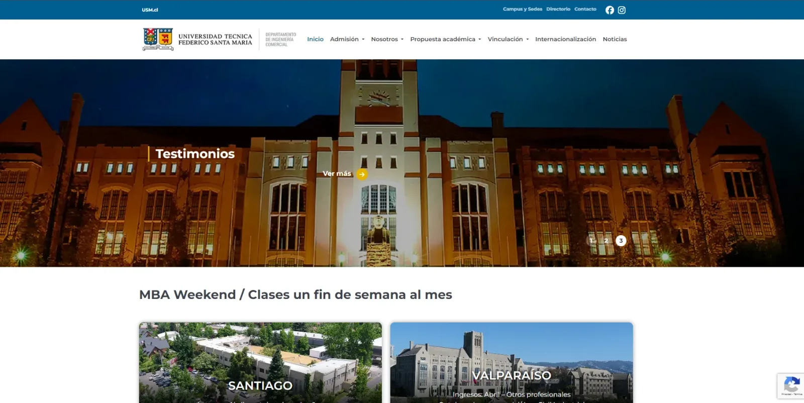Pantalla principal de MBA USM