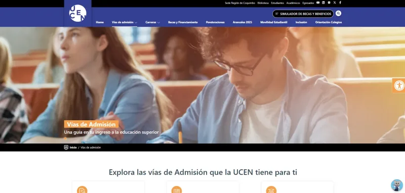 Pantalla 3 de Admisión UCENTRAL