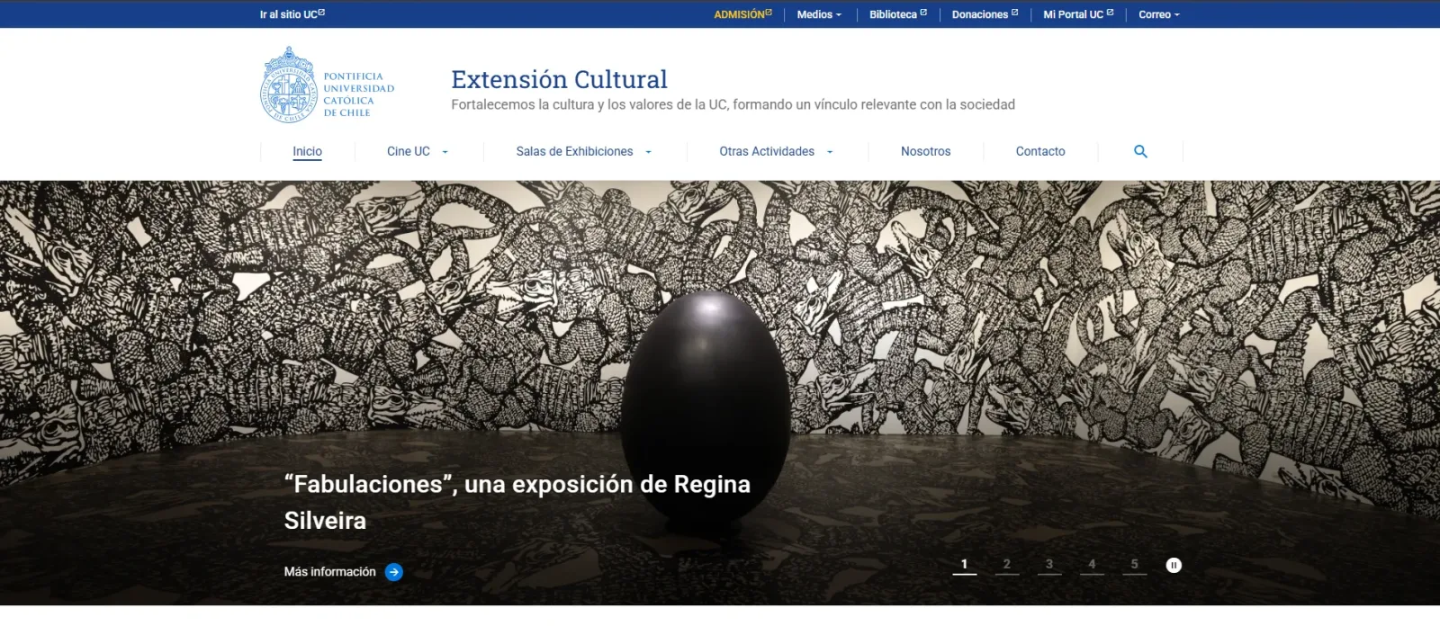 Pantalla principal de Extensión UC