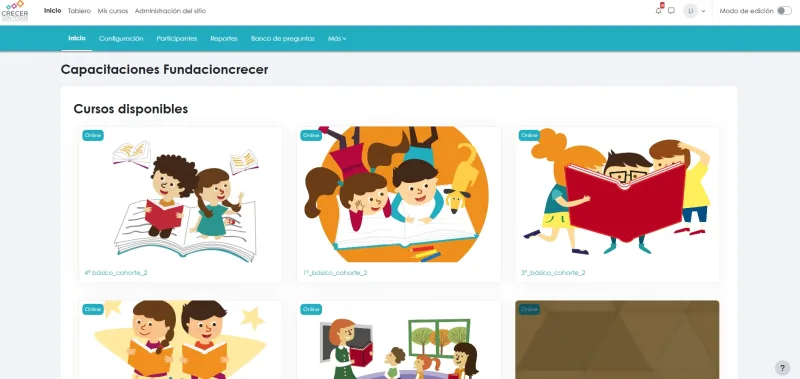 Pantalla 2 de Moodle Fundación Crecer Con Todos