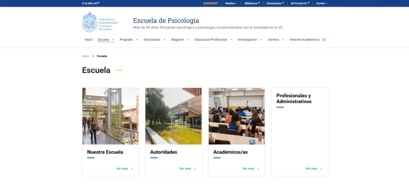 Pantalla 1 de Escuela de Psicología