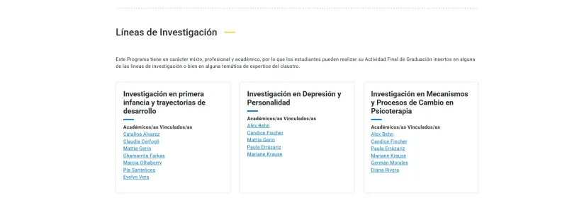 Pantalla 4 de Escuela de Psicología