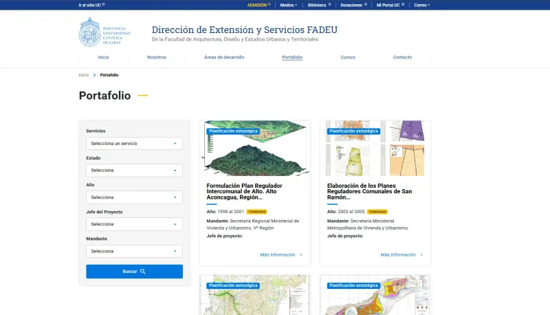 Pantalla 4 de Dirección de Extensión y Servicios FADEU