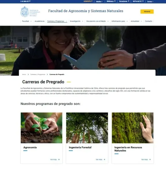 Pantalla 3 de Facultad de Agronomía y Sistemas Naturales