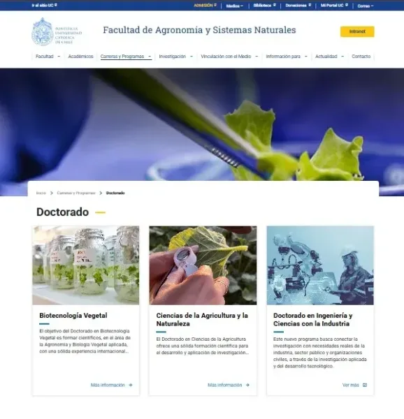 Pantalla 5 de Facultad de Agronomía y Sistemas Naturales