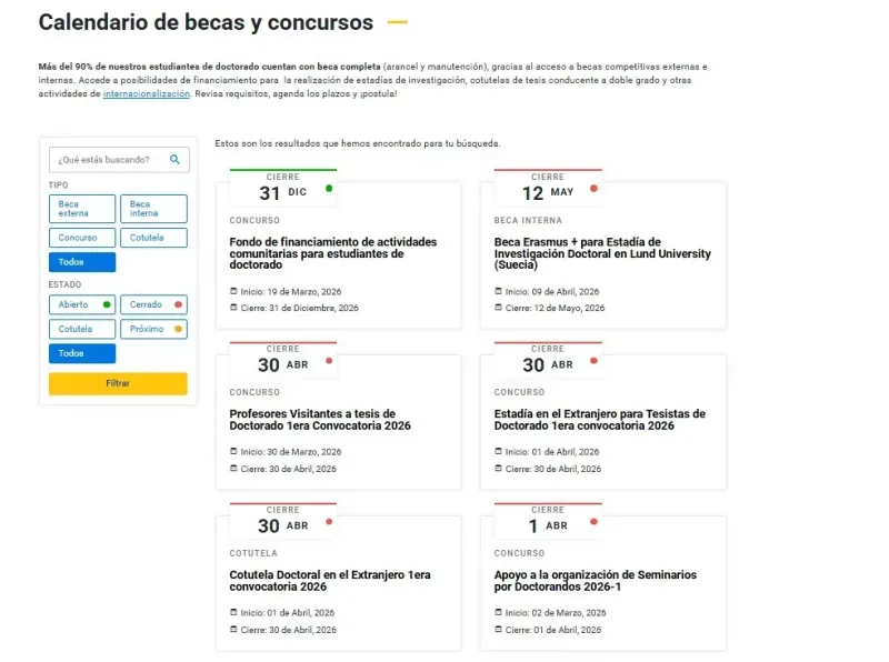 Pantalla 6 de Escuela de Graduados