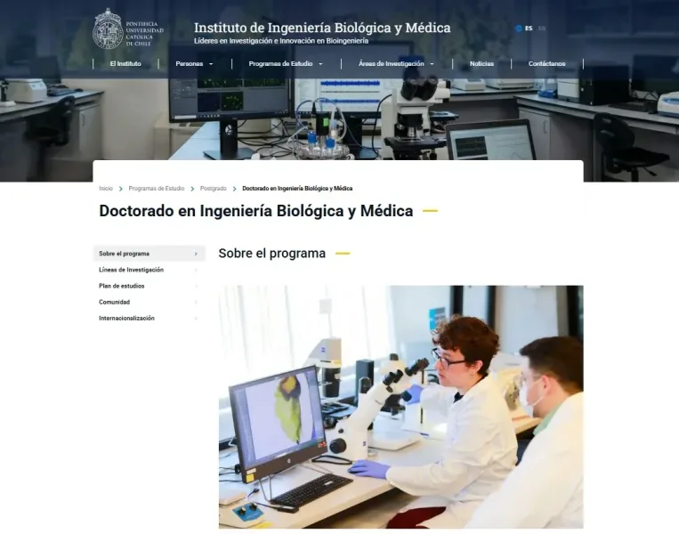 Pantalla 3 de Instituto de Ingeniería Biológica y Médica