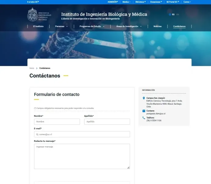 Pantalla 6 de Instituto de Ingeniería Biológica y Médica