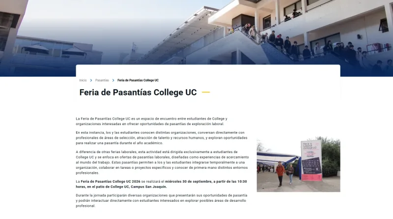 Pantalla 3 de Construye tu futuro en College UC