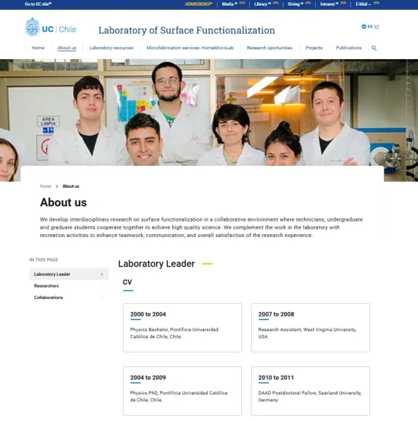 Pantalla 1 de Laboratory of Surface Functionalization