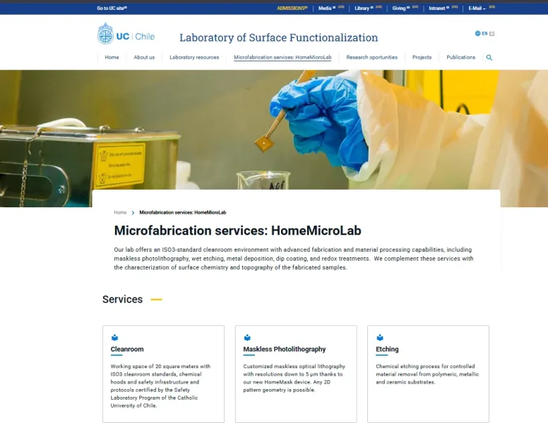 Pantalla 4 de Laboratory of Surface Functionalization