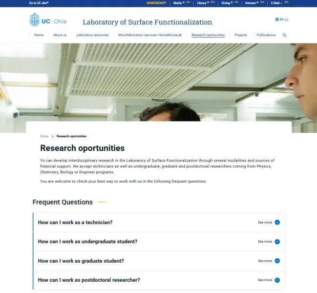 Pantalla 5 de Laboratory of Surface Functionalization