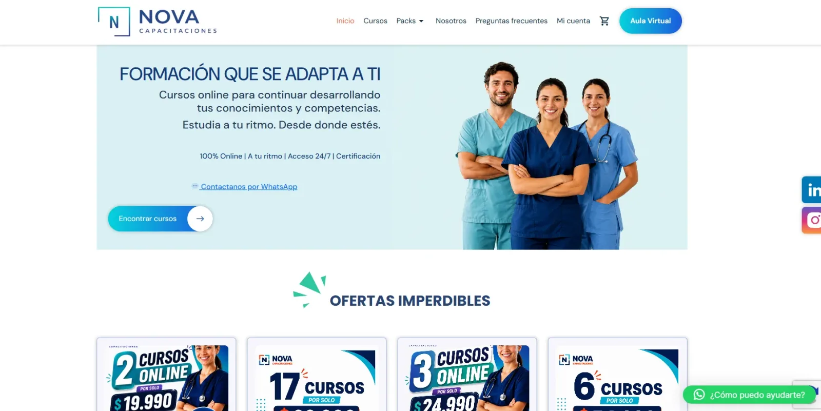Pantalla principal de Nova Capacitaciones