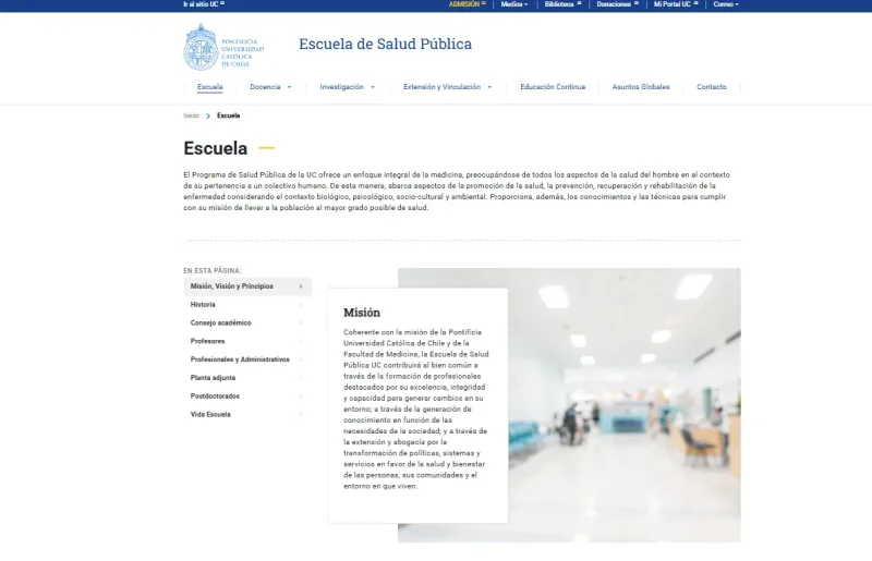 Pantalla 1 de Escuela de Salud Pública