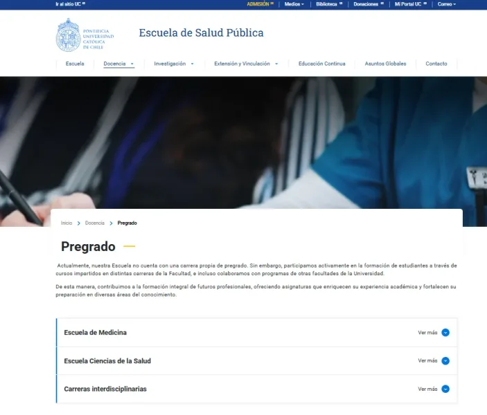 Pantalla 3 de Escuela de Salud Pública