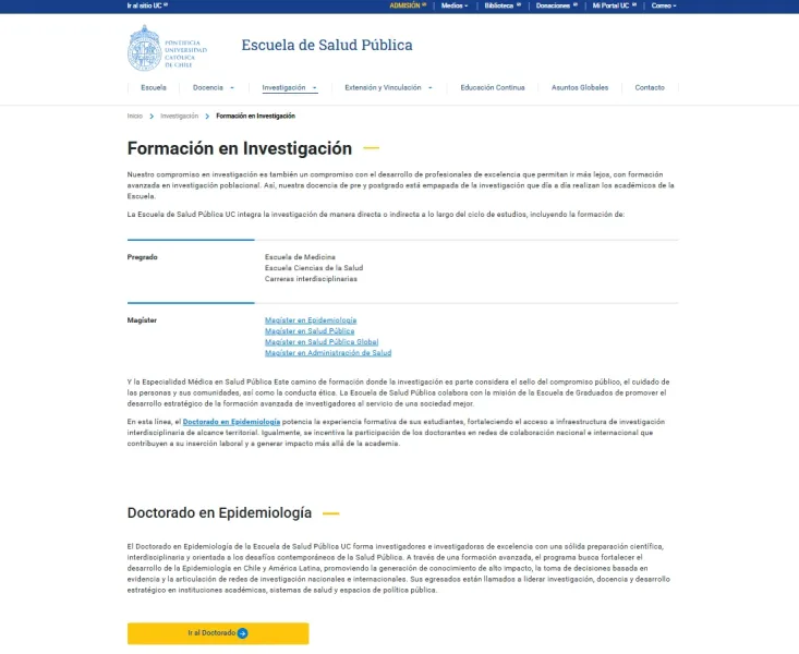 Pantalla 5 de Escuela de Salud Pública