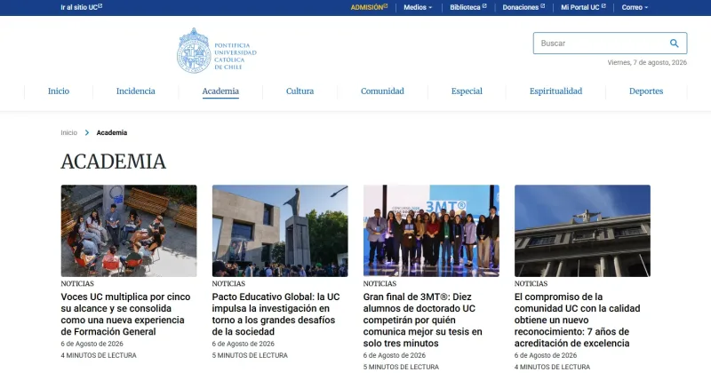 Pantalla 3 de Visión Universitaria