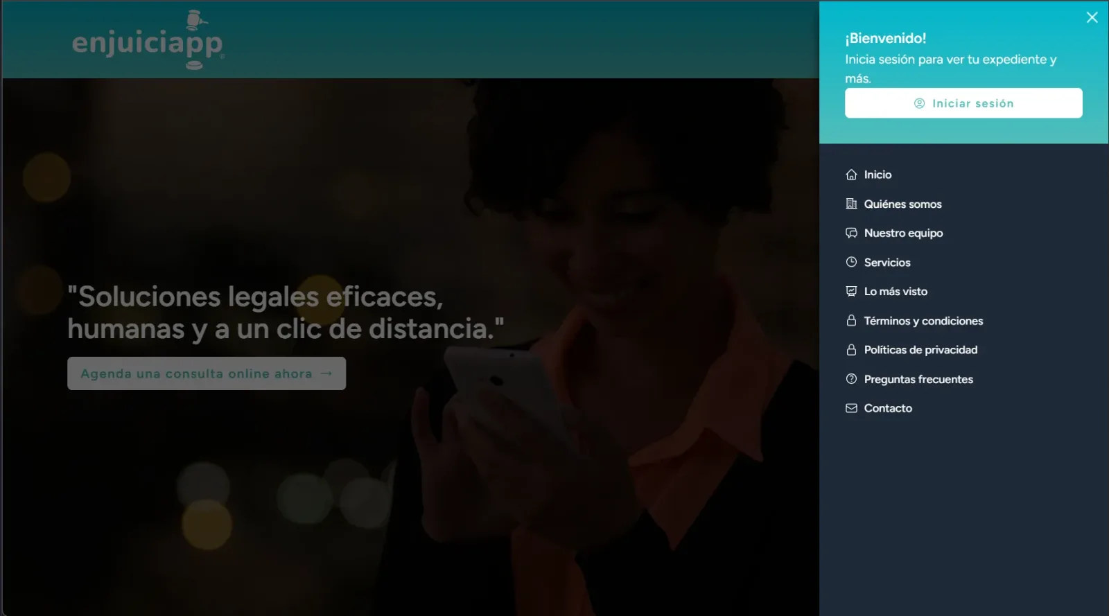 Pantalla principal de Enjuiciapp